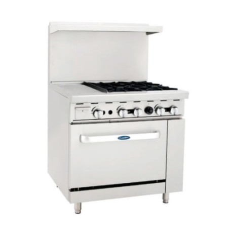 Estufa  4 quem, 1 pl “izq” y 1 horno: 0.9 m ATO-12G4B COOK RITE