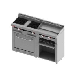 Estufa Comercial 2 Quemadores + Plancha + Gratinador + Horno a Gas H2-GA-MINI (Aquiles) DELTA