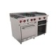 Estufa Comercial 4 Quemadores + Plancha + Gratinador + Horno a Gas H4-GA-MASTER (Aquiles) DELTA