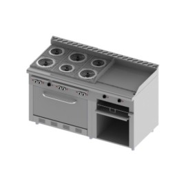 Estufa Comercial Eléctrica + Plancha + Gratinador + Horno H6-GA-EMASTER (Aquiles) DELTA