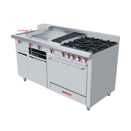 Estufa Múltiple 1 Block 4 Quemadores + Asador + Plancha + Freidor + Gratinador a Gas IM-M-ANEXOS-MASTER (Egocéntricas) DELTA