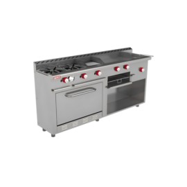 Estufa Múltiple 2 Quemadores + Asador + Plancha + Freidor + Gratinador + Horno EM-H-MINI (Aquiles) DELTA