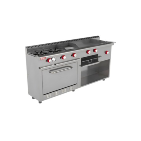 Estufa Múltiple 2 Quemadores + Asador + Plancha + Freidor + Gratinador + Horno EM-H-MINI (Aquiles) DELTA