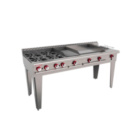Estufa Múltiple 4 Quemadores + Asador + Plancha + Freidor a Gas EM-M-MASTER (Aquiles) DELTA
