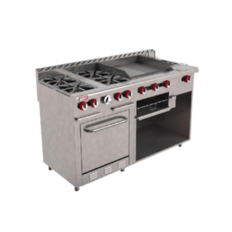 Estufa Múltiple 4 Quemadores + Plancha + Asador + Freidor + Gratinador + Horno EM-H-C-MASTER (Aquiles) DELTA