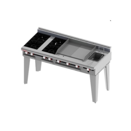 Estufa Múltiple 4 Quemadores + Plancha + Asador + Freidor a Gas EM-M-C-MASTER (Aquiles) DELTA