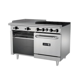 Estufa Multiple Industrial 4 Quemadores, Plancha, Gratinador y Horno AEMR-G24-B4-48-H ASBER
