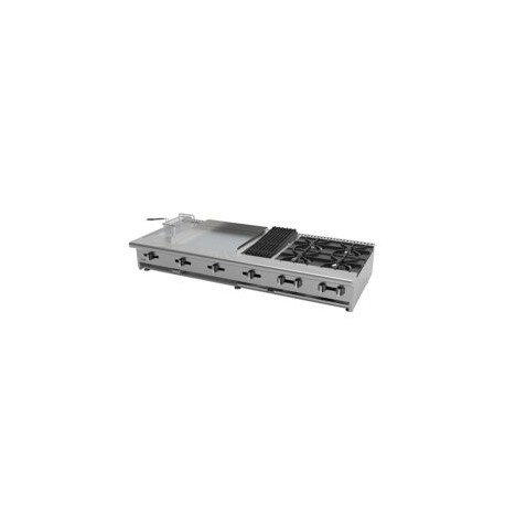 Estufa Múltiple Sobre Mesa 4 Quemadores, Plancha, Asador, Gratinador Freidora AM-72 ASBER